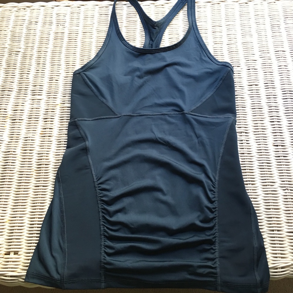 Athleta Racer Back Tank Mesh Panels XS Deep Green